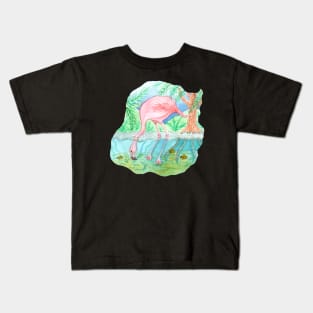 Flamingo Underwater Watercolor Kids T-Shirt